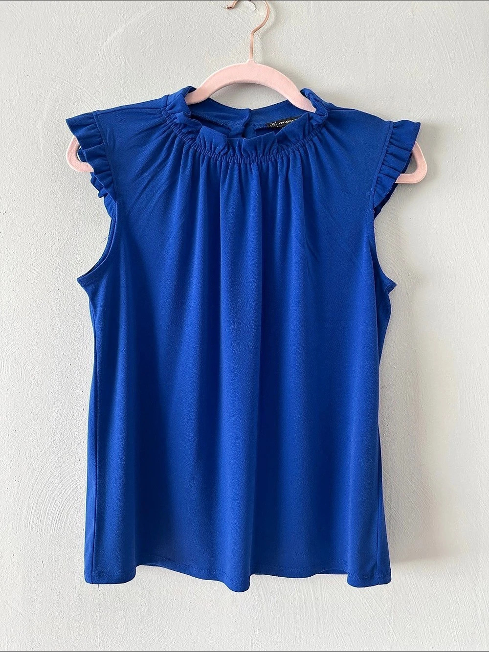 Adrianna Papell Ruffle Sleeve Blouse in Blue Size Small Like New
